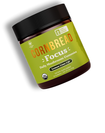 Jar of Cornbread Focus daily mushroom gummies